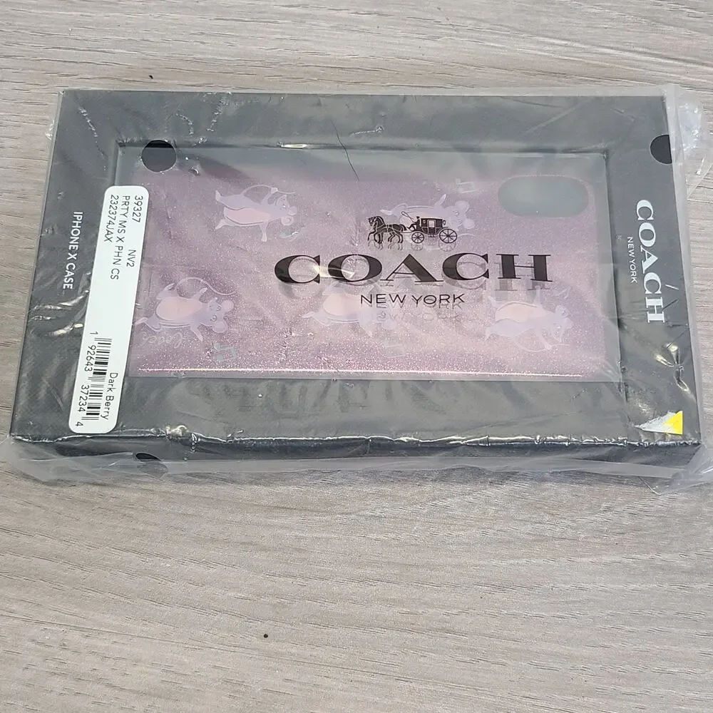 Coach iPhone X‎ & XS Glittery Purple Case Dancing Mice Music NWT